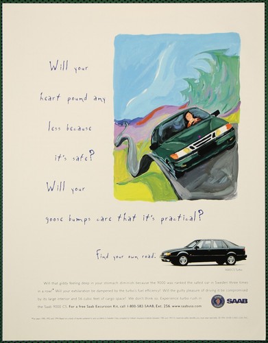 Saab 9000 turbo hilly - hilly, road